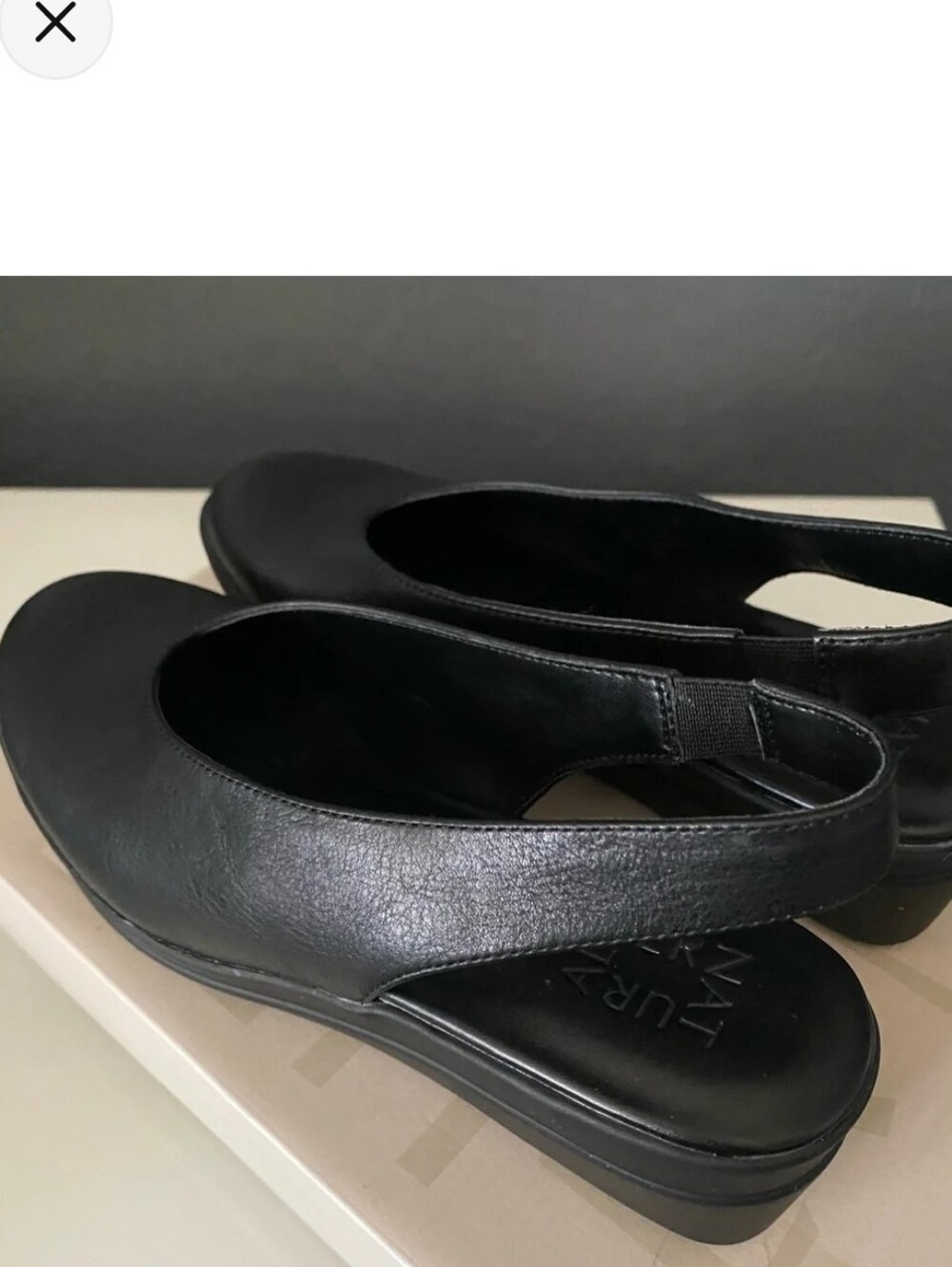Naturalizer Black Leather Slingback Wedge Mule